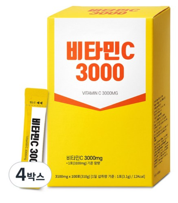 [녹십초]비타민C 3000/먹기좋은 레몬향(100포), 310g, 4박스