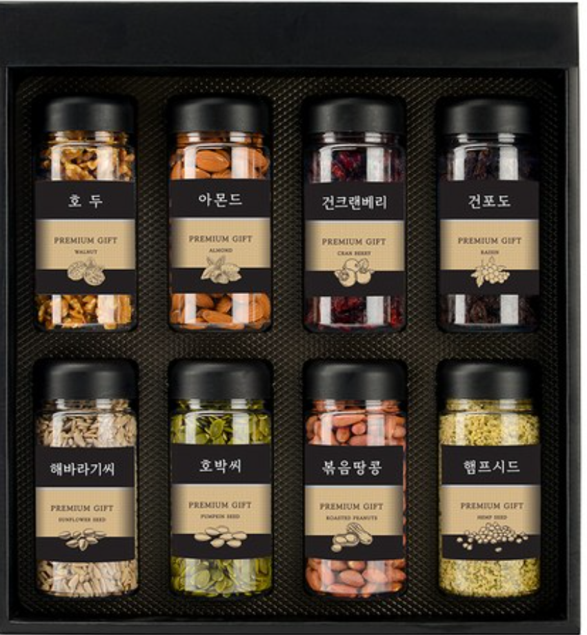 산들 견과류 혼합 8종 선물세트 1.42kg｜호두·아몬드·건과일·씨앗 구성 제품 이미지