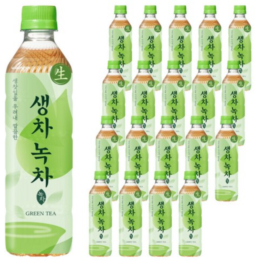 웅진 생차 녹차 500ml × 20개｜무가당 녹차 페트음료 10L 구성, 40개, 120개, 카페 제품 이미지
