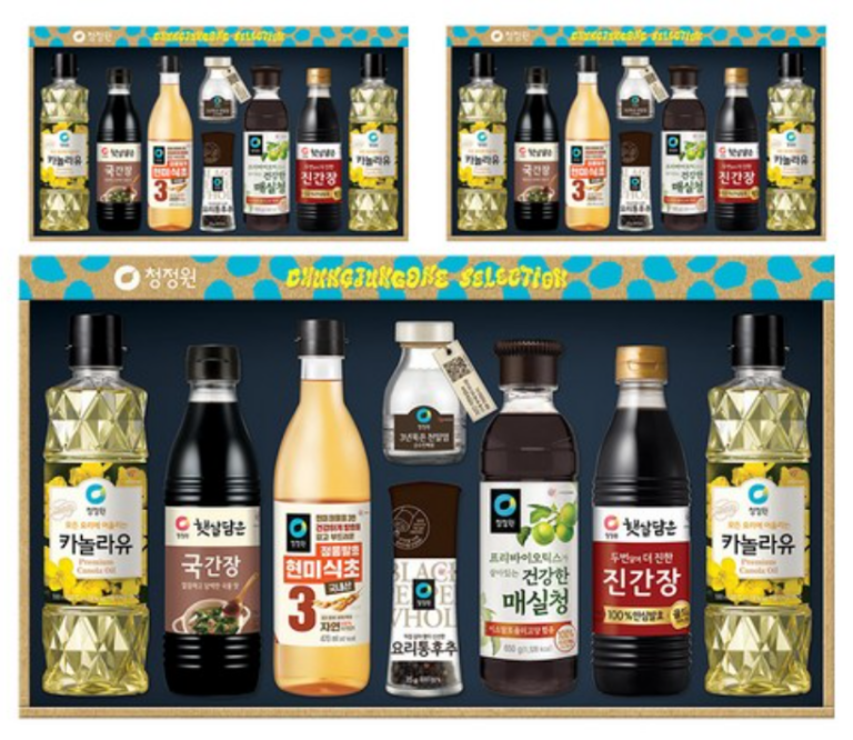 청정원 행복 8호 선물세트 3세트｜간장·식용유·식초 실속 구성