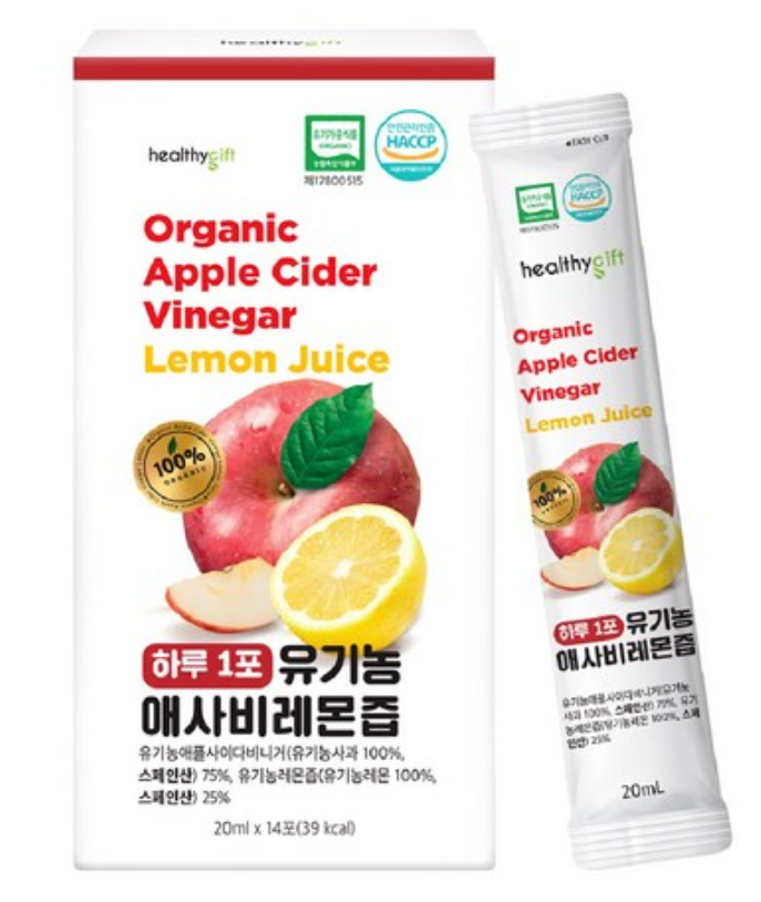 헬씨기프트 하루 1포 유기농 애사비 레몬즙 스틱 280ml｜20ml × 14포