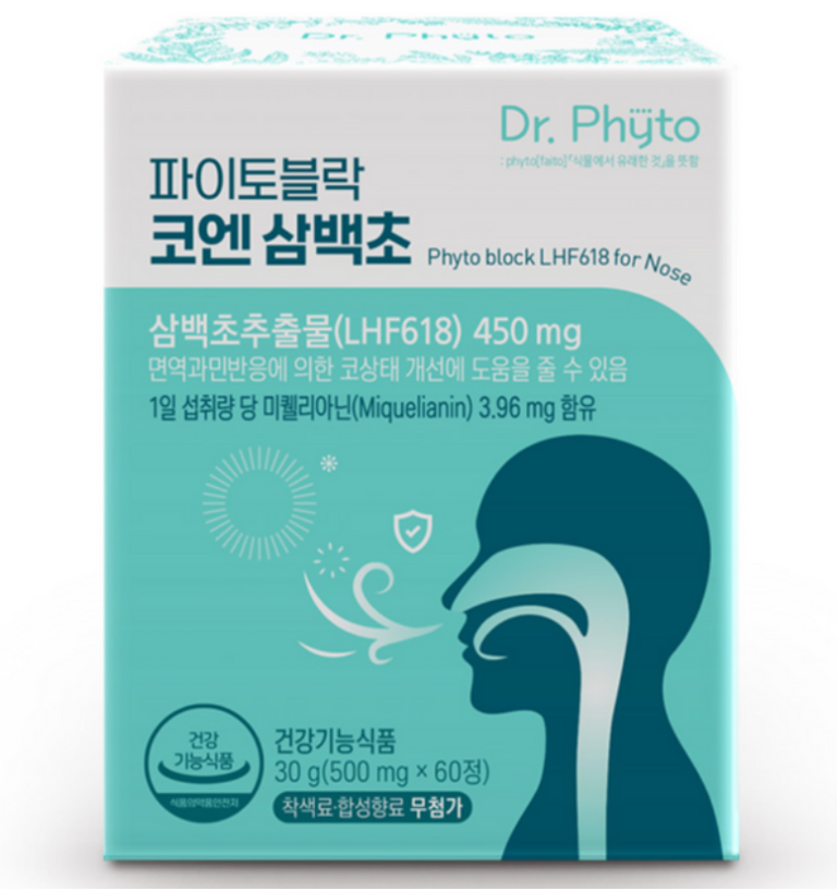 닥터파이토 파이토블락 코엔삼백초 LHF618 60정｜삼백초추출물 450mg 코 건강기능식품