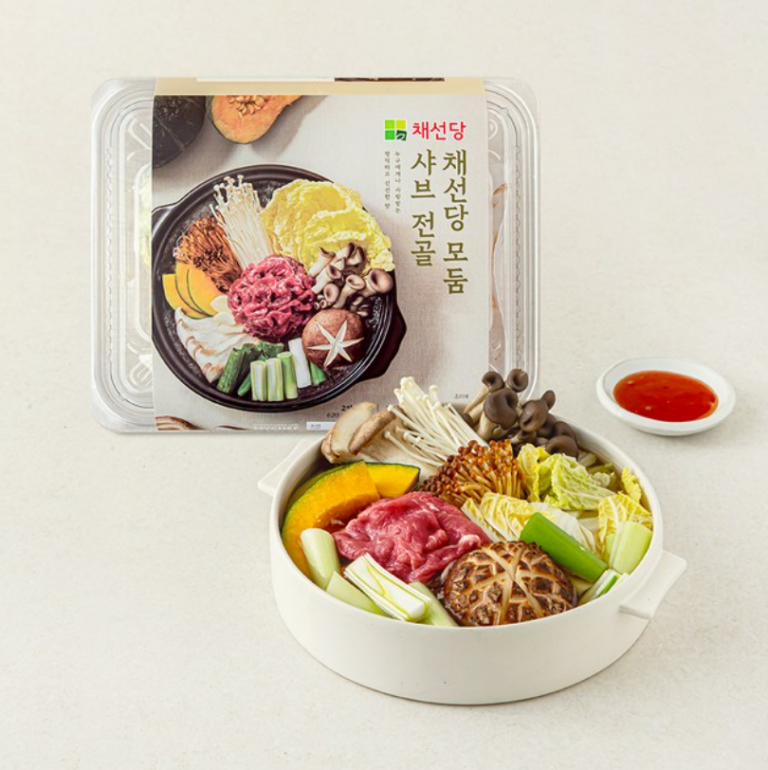 채선당 모둠 샤브 전골 620g｜소고기·버섯·채소 담은 냉장 샤브샤브 밀키트