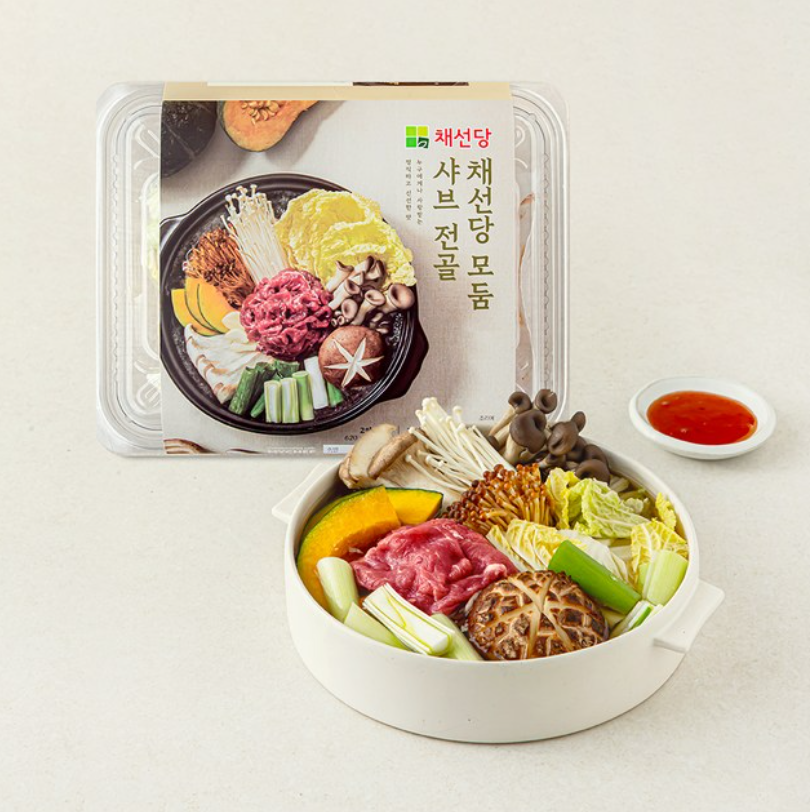 채선당 모둠 샤브 전골 620g｜소고기·버섯·채소 담은 냉장 샤브샤브 밀키트 제품 이미지